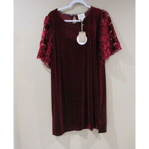 NWT UMGEE Velvet Dress Women Lg Red Knee Length MSRP 59.00